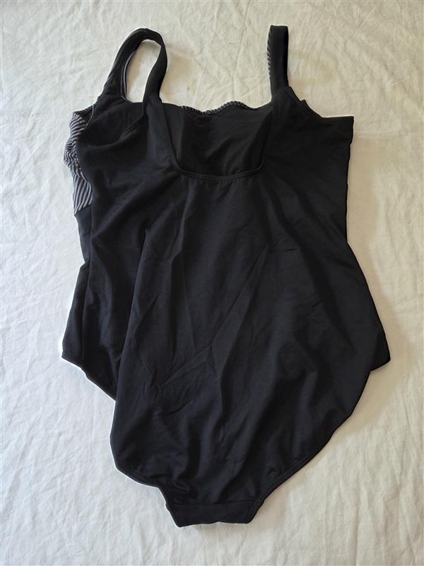 NWOT TYR 24 Plus Ombre Stripe Black Gray Controlfit 1PC Swimsuit 136295