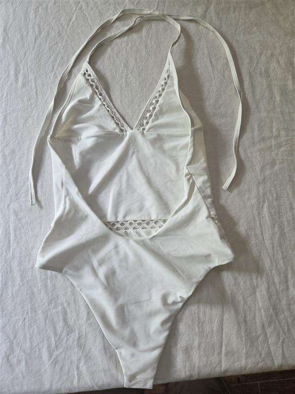 NWOT Tularosa S Dylan 1Pc Swimsuit white Lattice Lace Inset 136299