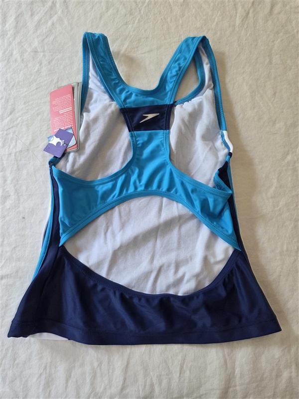 NWT Speedo 12 Girls Deep Water T-Back Tankini Top Swimsuit 136301