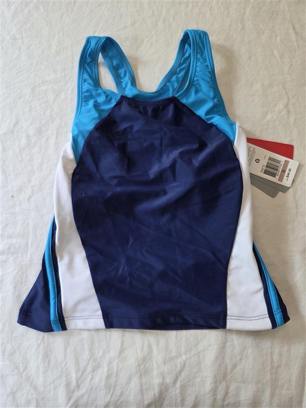 NWT Speedo 12 Girls Deep Water T-Back Tankini Top Swimsuit 136301