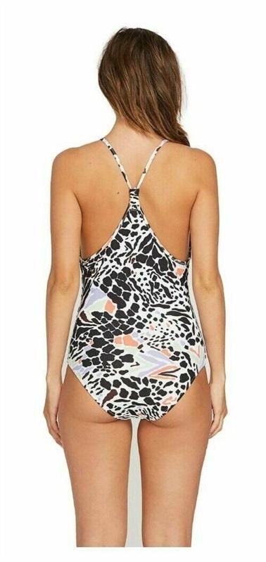 NWOT Volcom 16W Are Zoo Ready 1PC Deep V Swimsuit Animal Print 136303