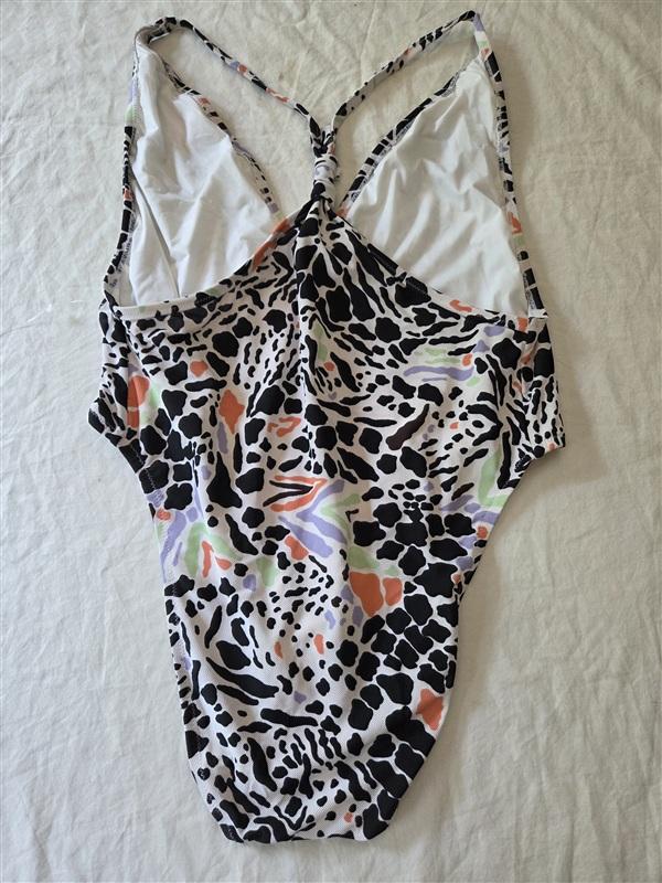 NWOT Volcom 16W Are Zoo Ready 1PC Deep V Swimsuit Animal Print 136303