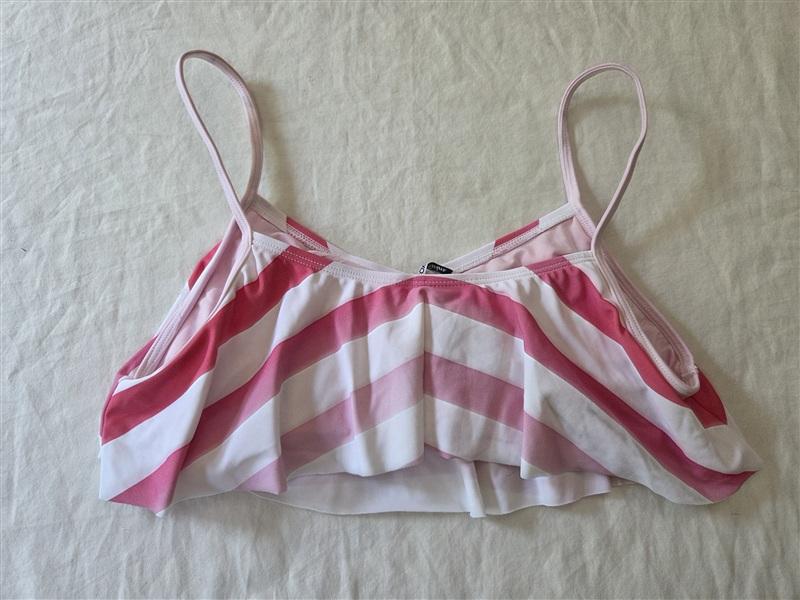 NWOT Wildfox STake Me On Vacation Pink Stripe Flounce Ruffle Bikini Top 136305