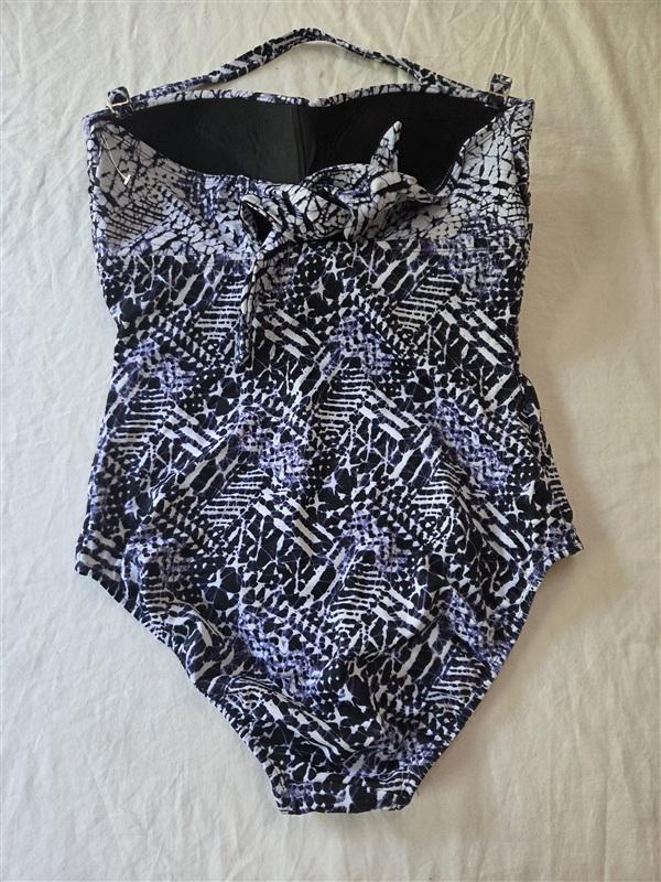 NWT Swimsuits For All 16 Bandeau 1PC Swimsuit IKat Blue White 136315