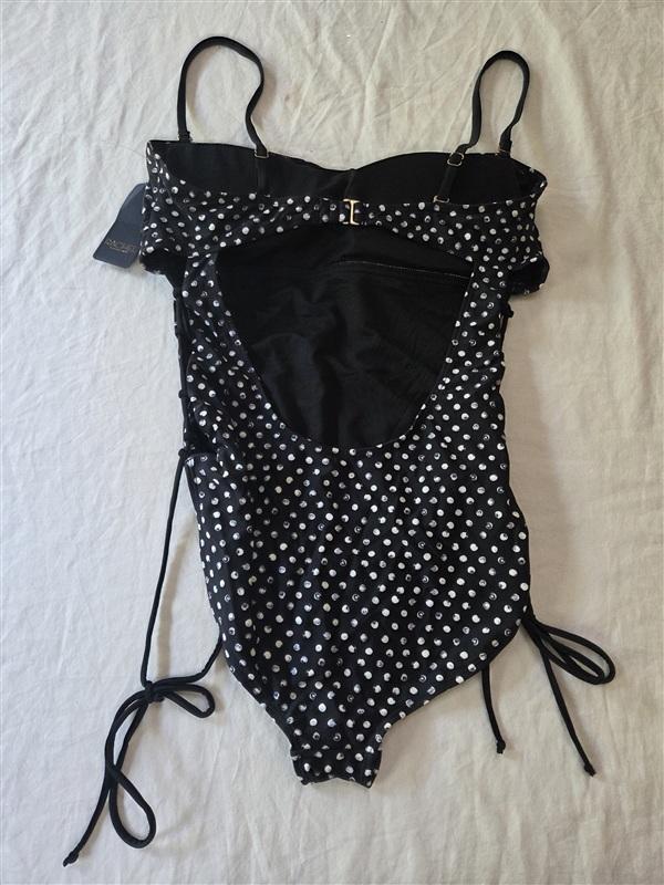 NWT Rachel Roy L Black White Polka Dot One-Piece Swimsuit 136316