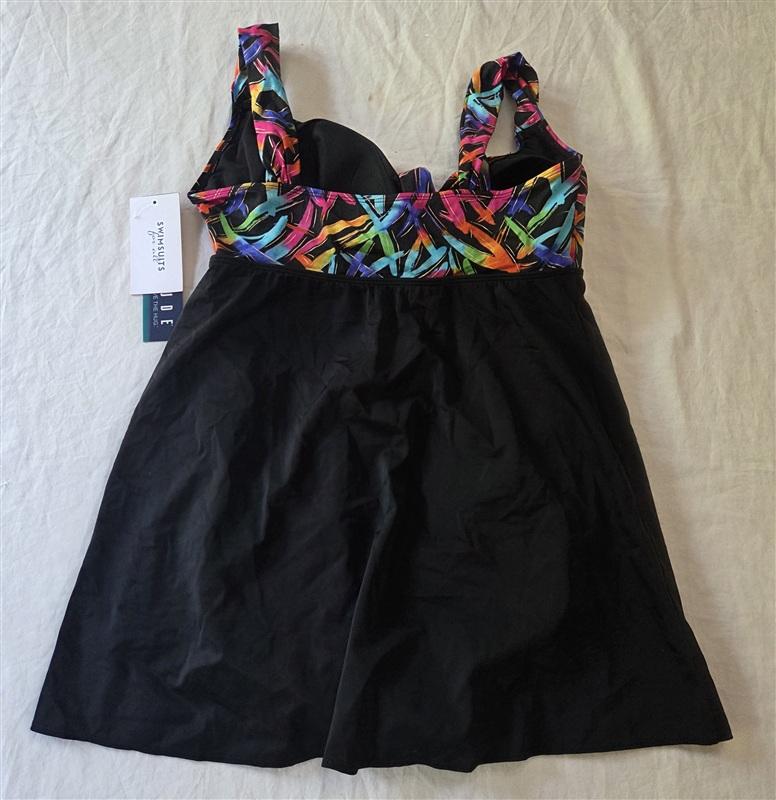 NWT Great Lengths 14 Longitude Rainbow Neon Swimsuit Swim Dress 136317