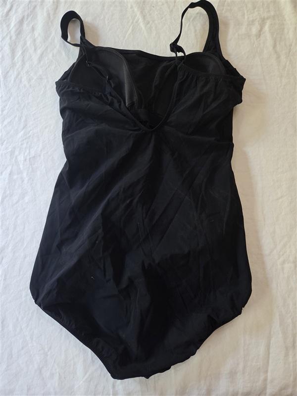 NWOT Profile Gottex 14 Moto Black Lace Up Square Neck 1pc Swimsuit 136320
