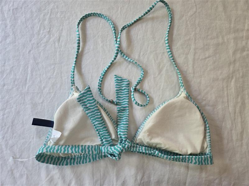 NWOT Ralph Lauren Sample Green Striped S Triangle Halter Bikini Swim Top 136323