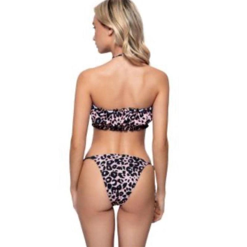 NWT Pilyq Strawberry S Remi Ruched Bandeau Bikini Swim Top 136325
