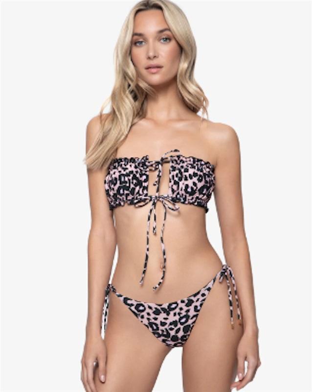 NWT Pilyq Strawberry S Remi Ruched Bandeau Bikini Swim Top 136325