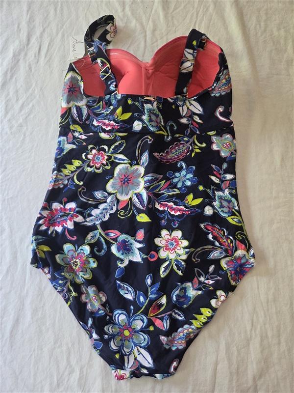 NWT Anne Cole 18W Twist Front Strapless 1PC Swimsuit Holiday Paisley 136328