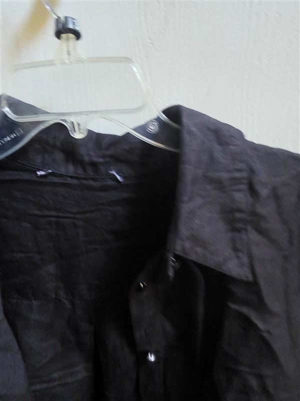 NWOTD Boston Proper L Openwork Embroidered Linen Button-Up Shirt Black 136341
