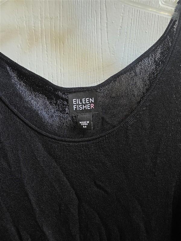 Pre Owned Eileen Fisher M Viscose Knit Scoop Neck Tank Black 136342