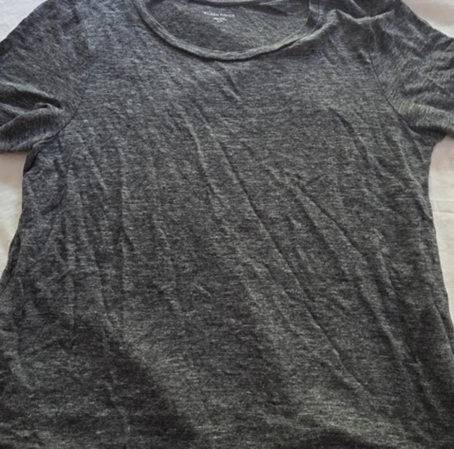 NWOT Eileen Fisher M Organic Linen Gray Marled Short Sleeve T-Shirt 136347