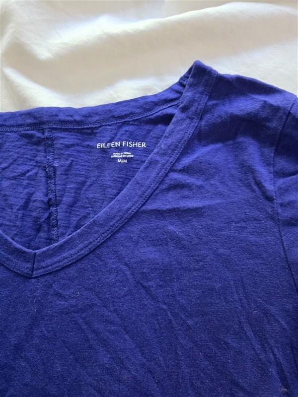 NWOT Eileen Fisher M Organic Cotton V Neck Short Sleeve T Shirt 136350