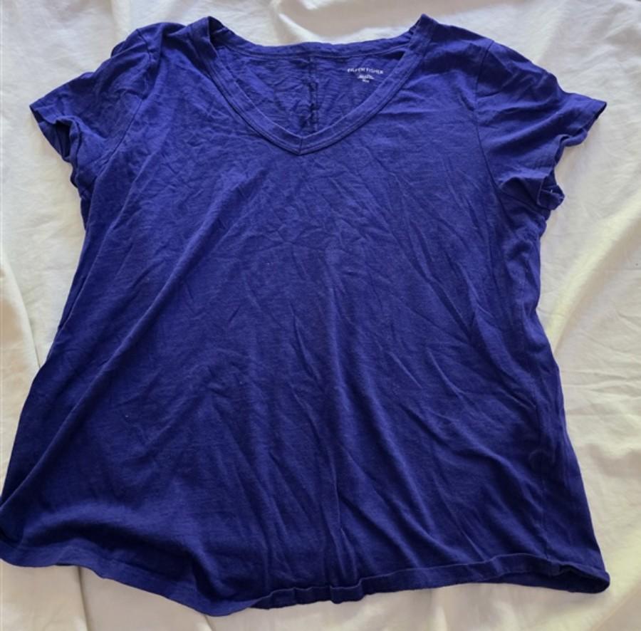 NWOT Eileen Fisher M Organic Cotton V Neck Short Sleeve T Shirt 136350