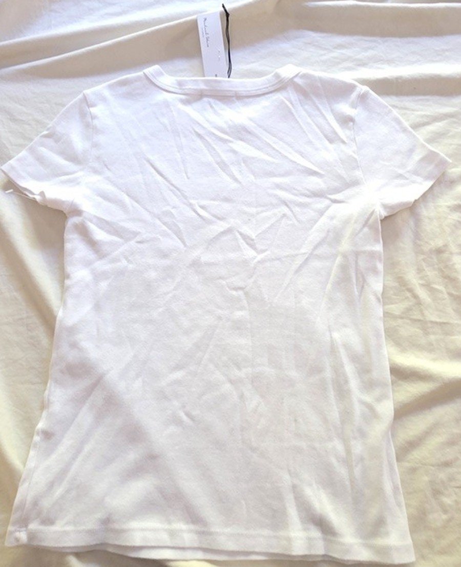 NWTD Michael Stars OS Lexy Cap Sleeve T Shirt White 136352
