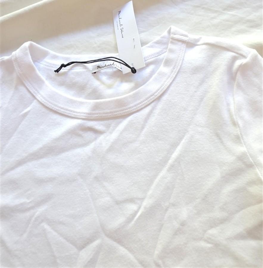 NWTD Michael Stars OS Lexy Cap Sleeve T Shirt White 136352