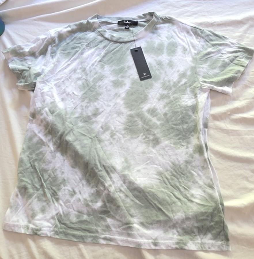 NWT Lulu's Cozy Livin' Sage Green Tye Dye Tee Cap Sleeve T Shirt 136353