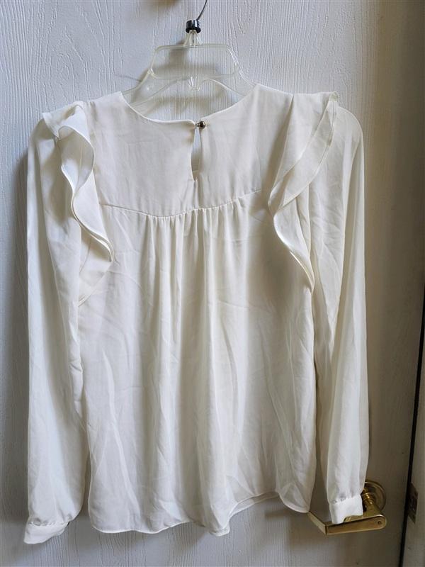 NWT Anthropologie M Everleigh Cream Ruffle Pleated Blouse 136358
