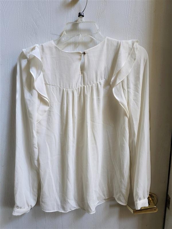 NWT Anthropologie M Everleigh Cream Ruffle Pleated Blouse 136358