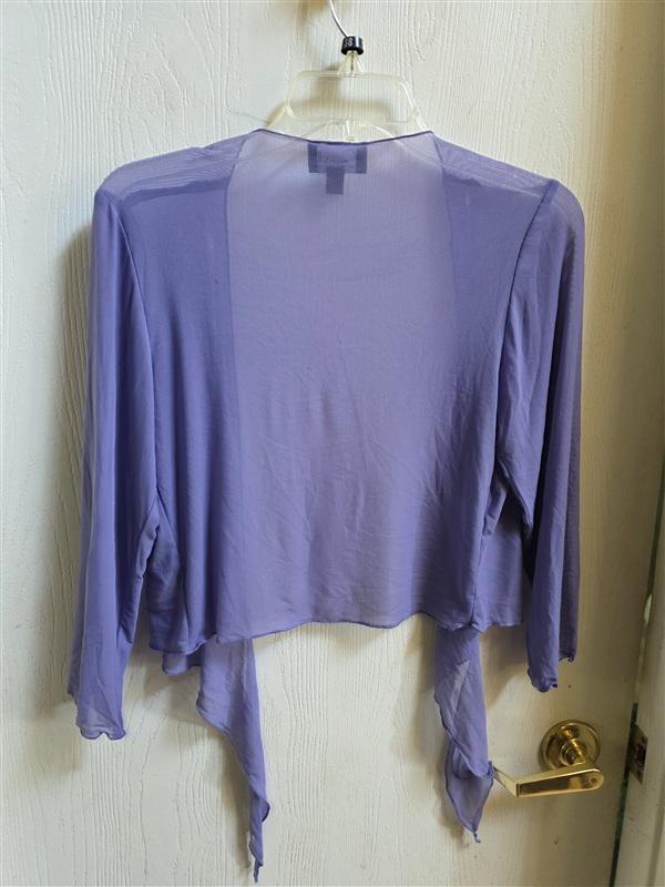 NWOT Connected Apparel 8 Ballet Surplice Tie Front Sheer Purple Jacket 136365