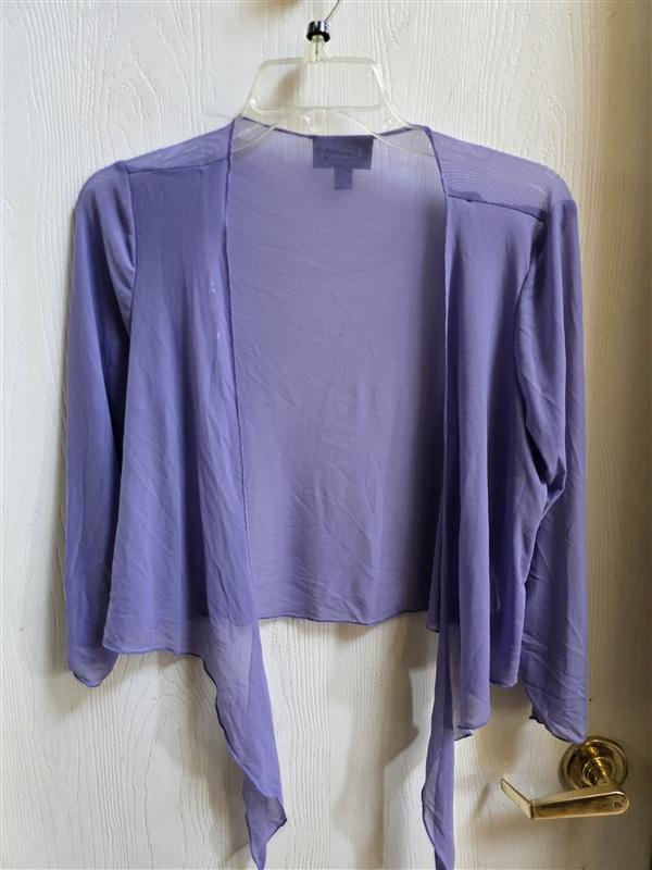 NWOT Connected Apparel 8 Ballet Surplice Tie Front Sheer Purple Jacket 136365