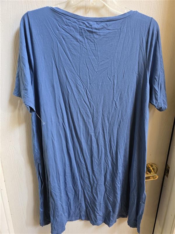 PO Eileen Fisher M Blue Stretch Tunic Top Dress Short Sleeves 136367