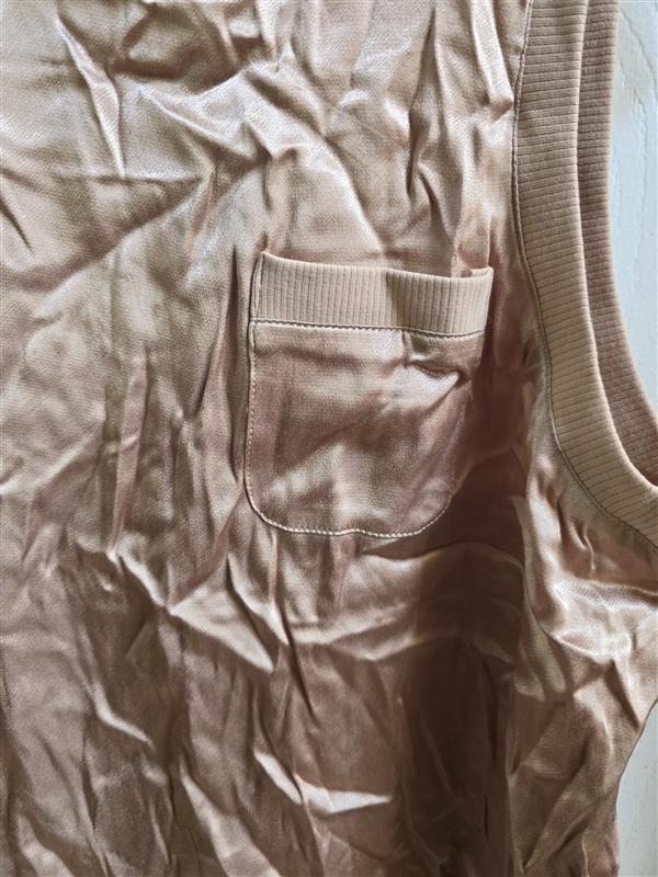 NWT Boston Proper M Gold Satin Pocket Tank T Shirt 136369