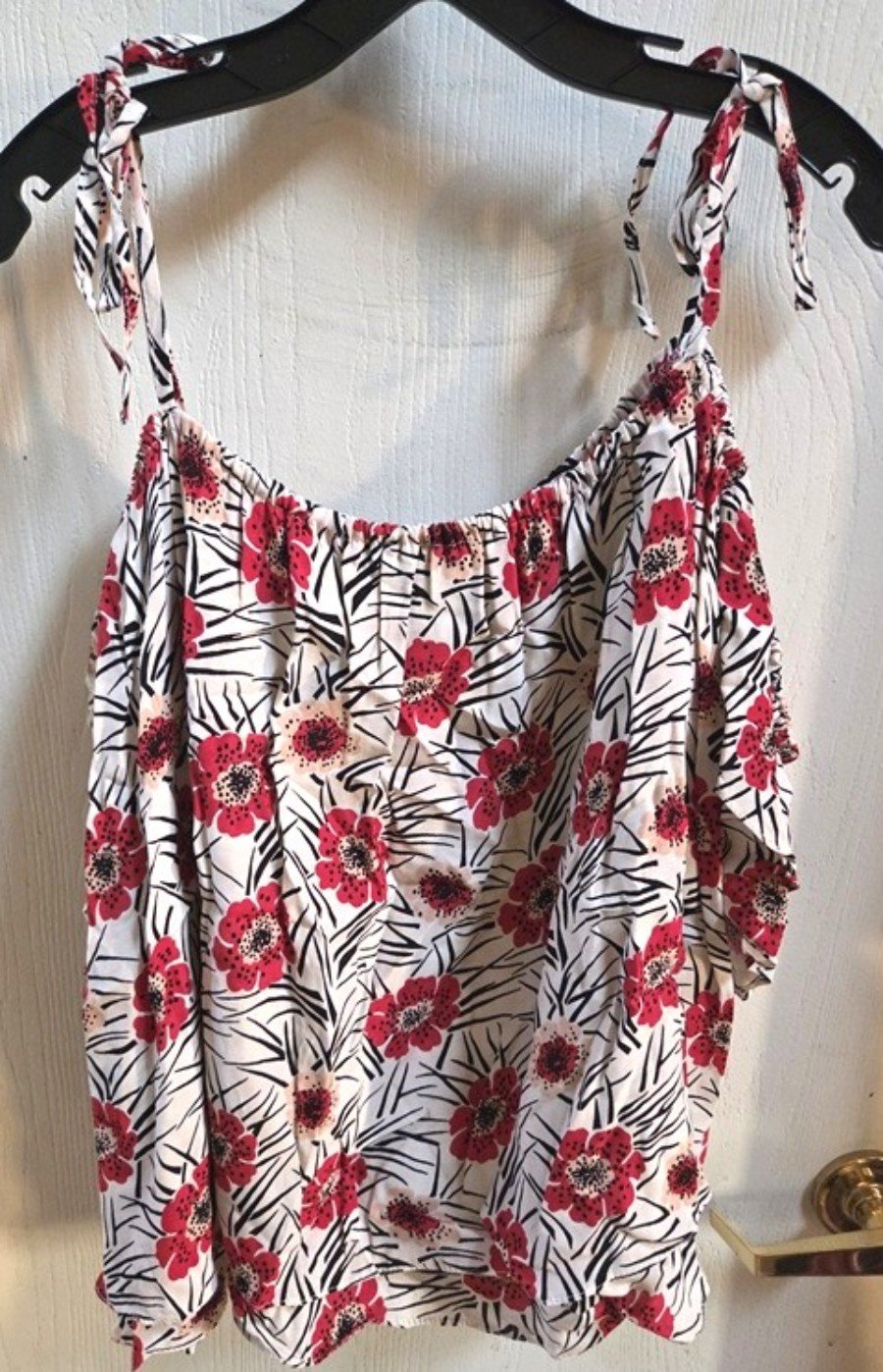 NWT Anthropologie M Everleigh Poppy Layered Ruffle Cold Shoulder Shirt 136370