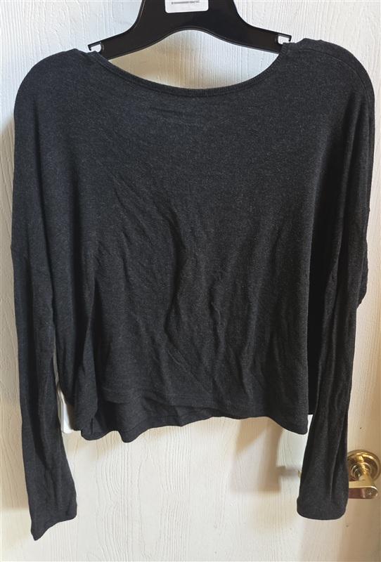 NWOT Eileen Fisher S Black Marled Long Sleeve Crop T-Shirt 136374