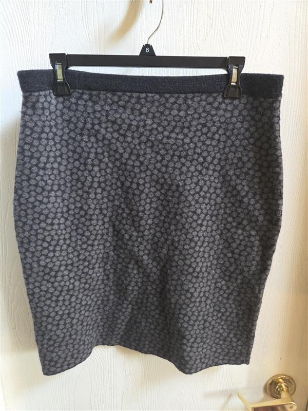 NWT Eileen Fisher M Merino Wool Mini Skirt Black Gray Polka Dot 136375