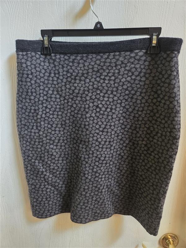 NWT Eileen Fisher M Merino Wool Mini Skirt Black Gray Polka Dot 136375