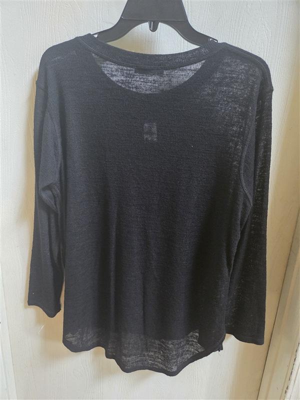 PO Eileen Fisher Large Black Scoop Neck Long Sleeve T Shirt 136378