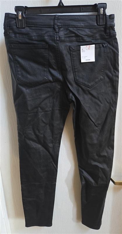 NWT Vigoss 28 Marley Mid Rise Skinny Faux Leather Coated Jeans 136381