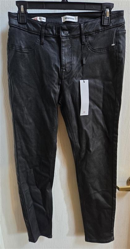 NWT Vigoss 28 Marley Mid Rise Skinny Faux Leather Coated Jeans 136381