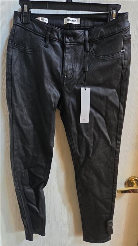 NWT Vigoss 28 Marley Mid Rise Skinny Faux Leather Coated Jeans 136381