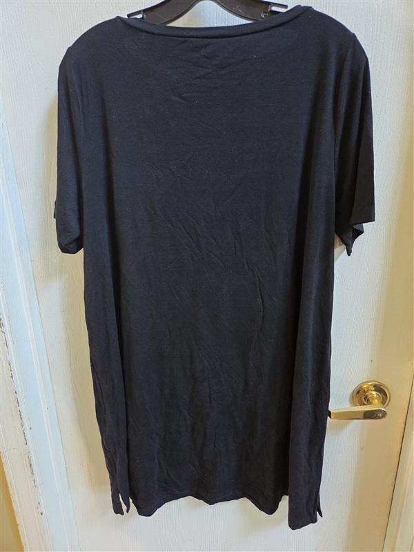 PO Eileen Fisher M Cotton Blend Scoop Neck Mini Dress Black 136384