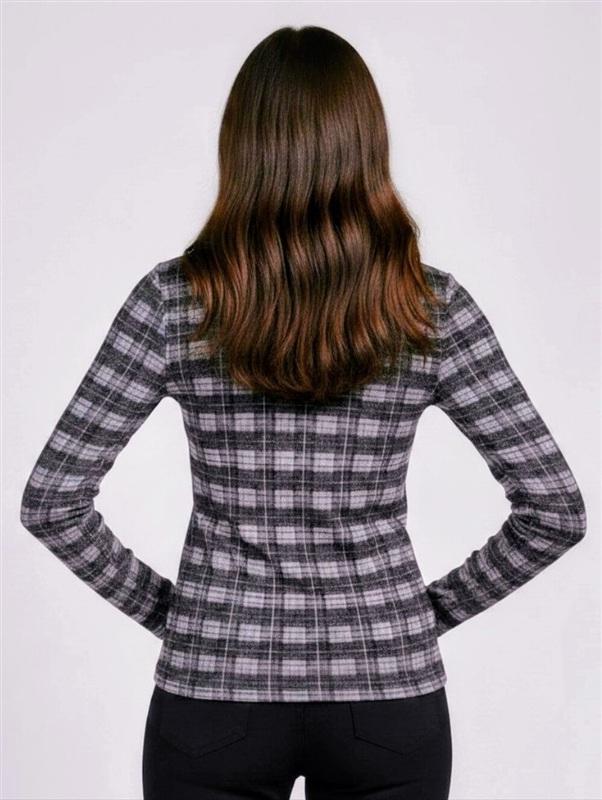 NWOT Vince XS/S Muted Plaid Long Sleeve Turtleneck Top 136386