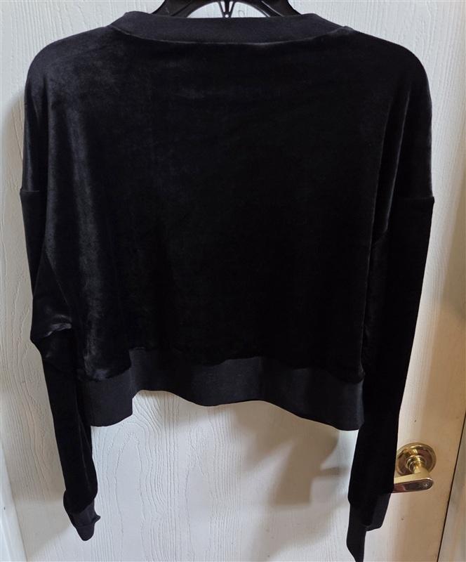 NWOT BBJ Los Angeles S Black Velvet Long Sleeve Crop Blouse 136387