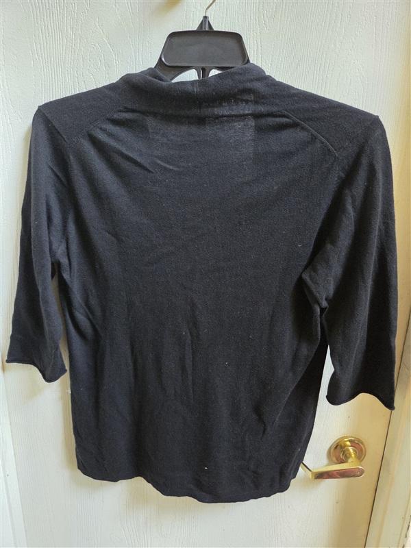 PO Eileen Fisher M Cashmere Blend Sweater Collared V neck Black 136389