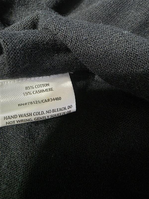 PO Eileen Fisher M Cashmere Blend Sweater Collared V neck Black 136389