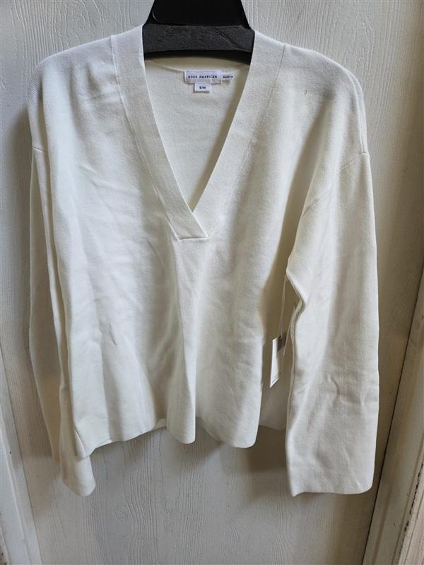 NWT Good American S/M Shawl Collar V Neck Ivory Sweater 136391