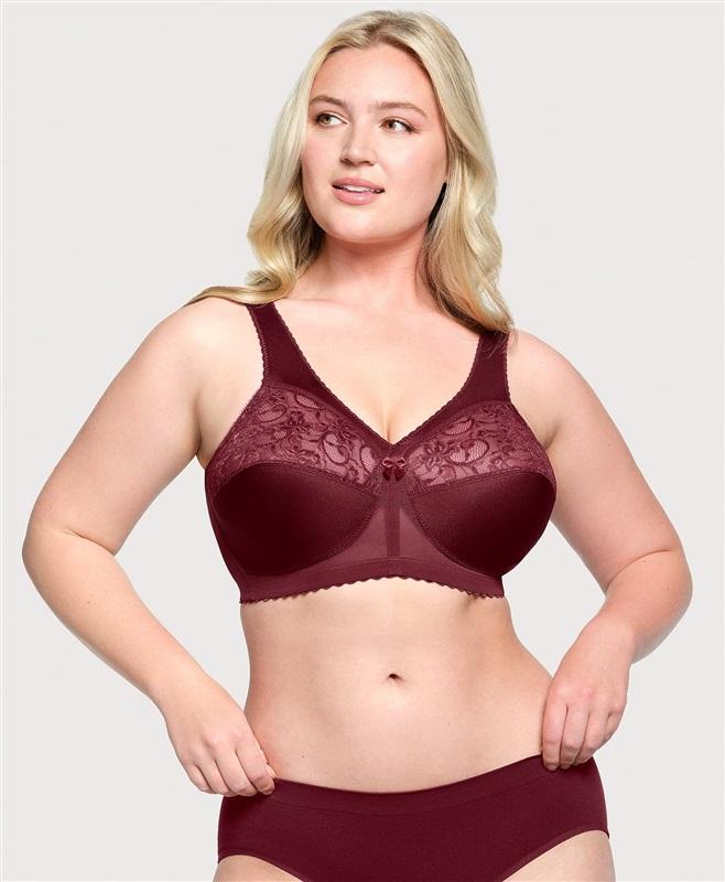 NWOT Glamorise 48F Magic Lift Full Figure Support Bra 1000 Burgundy 136397