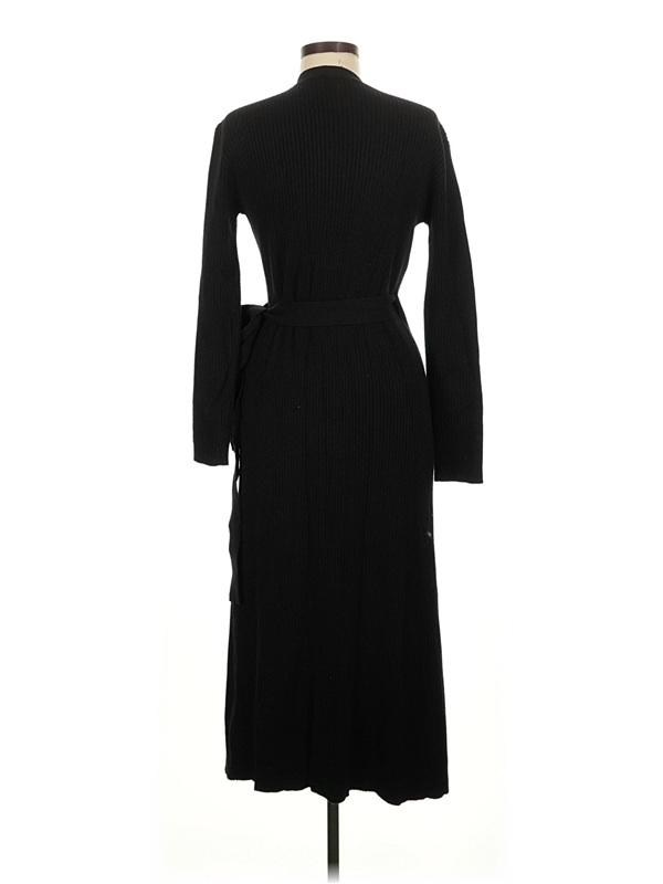 NWOT Wayf S Long Sleeve Midi Wrap Dress Black 136404