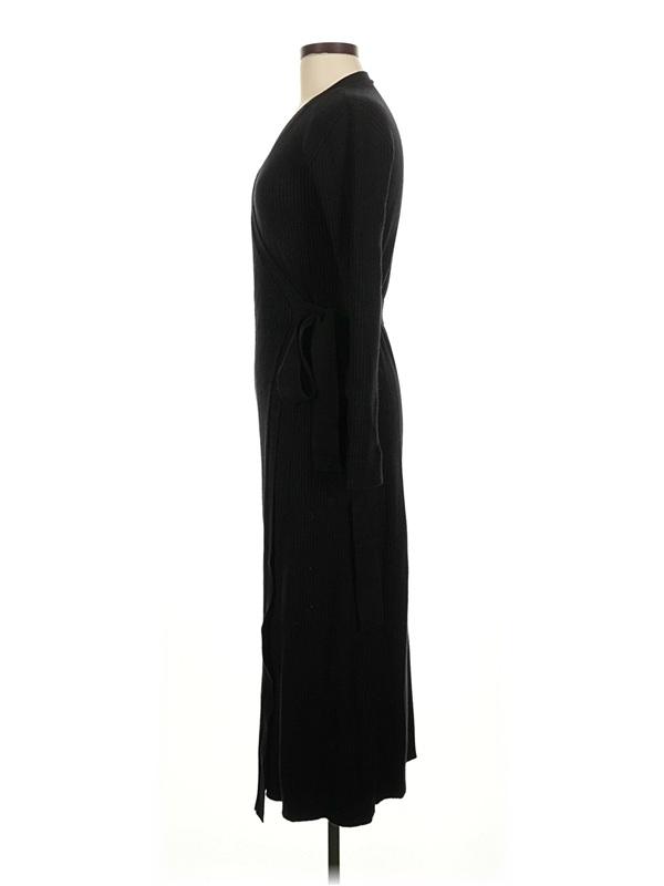 NWOT Wayf S Long Sleeve Midi Wrap Dress Black 136404