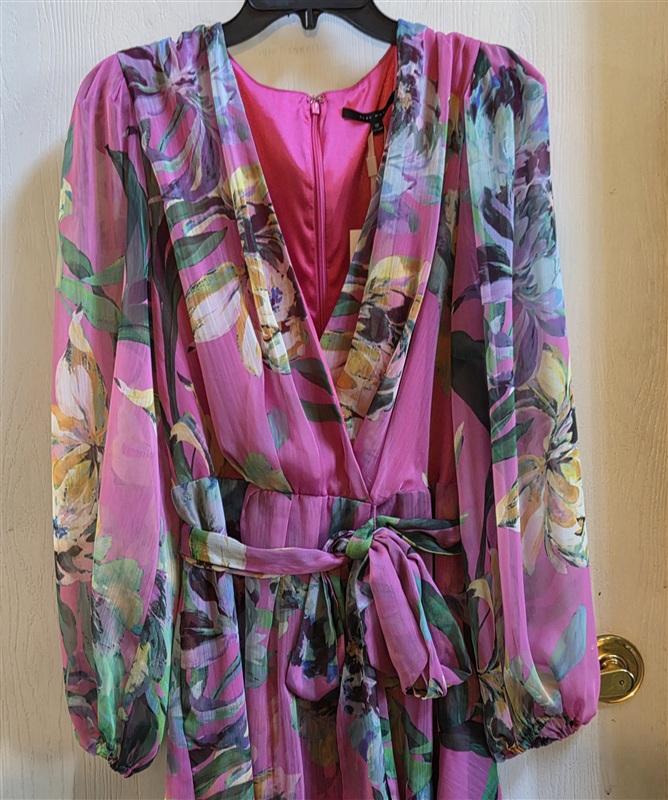 NWT Alex Marie 12 Laurel Chiffon Floral Wrap Mini Dress Pink Fandango 136405