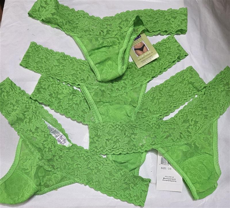 NWT Hanky Panky 5pr Green Signature Lace Low Rise Thong Underwear 136430
