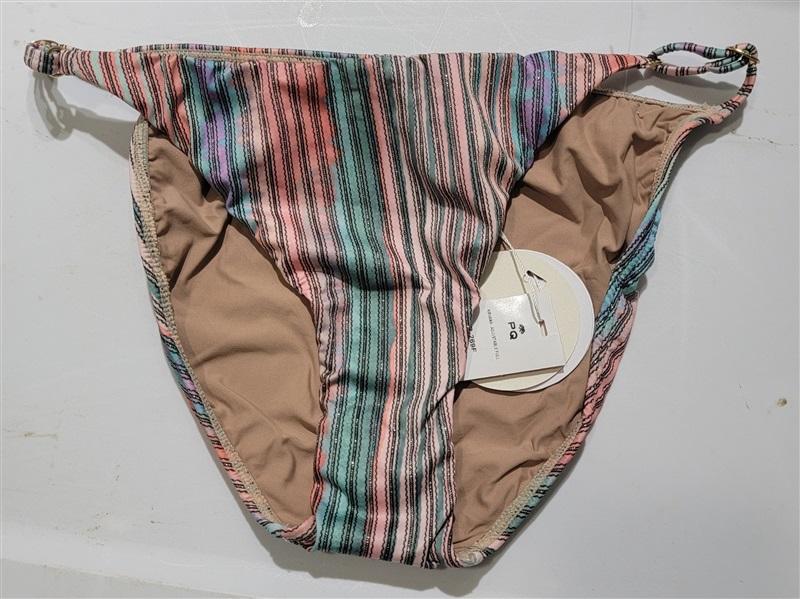 NWT Pilyq L Nirvana Luna Top & Stripe Bikini Full Bottom Swim Set Shimmer 136439