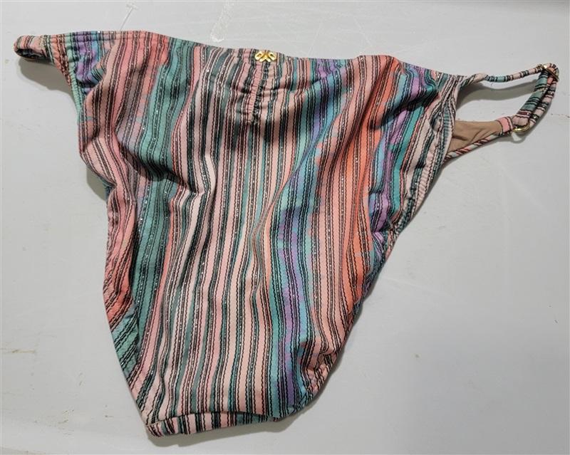NWT Pilyq L Nirvana Luna Top & Stripe Bikini Full Bottom Swim Set Shimmer 136439